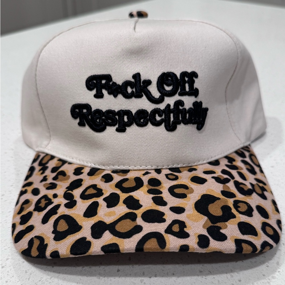 Field Grade “F*ck Off, Respectfully” Leopard Print Snapback Hat - NWOT - Picture 7 of 7